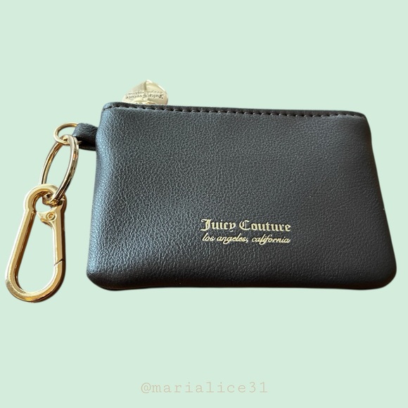 New•Juicy Couture dark brown keychain pouch with gold accents. NWOT - Picture 4 of 12